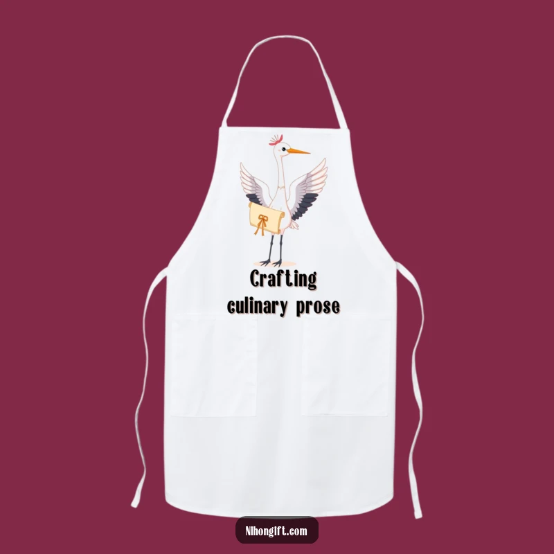 Artistic Crane Scroll Apron: Cook with Grace and Creative Flair