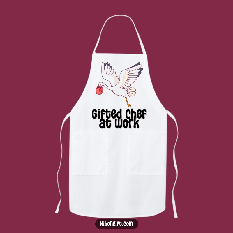 Funny Kawaii Crane Gift Apron: Serve Up Blessings with Style!