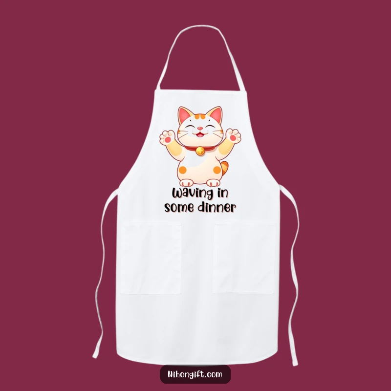Funny Lucky Cat Apron: Joyful Multi-Paw Wave for Cooking, a Chef's Gift