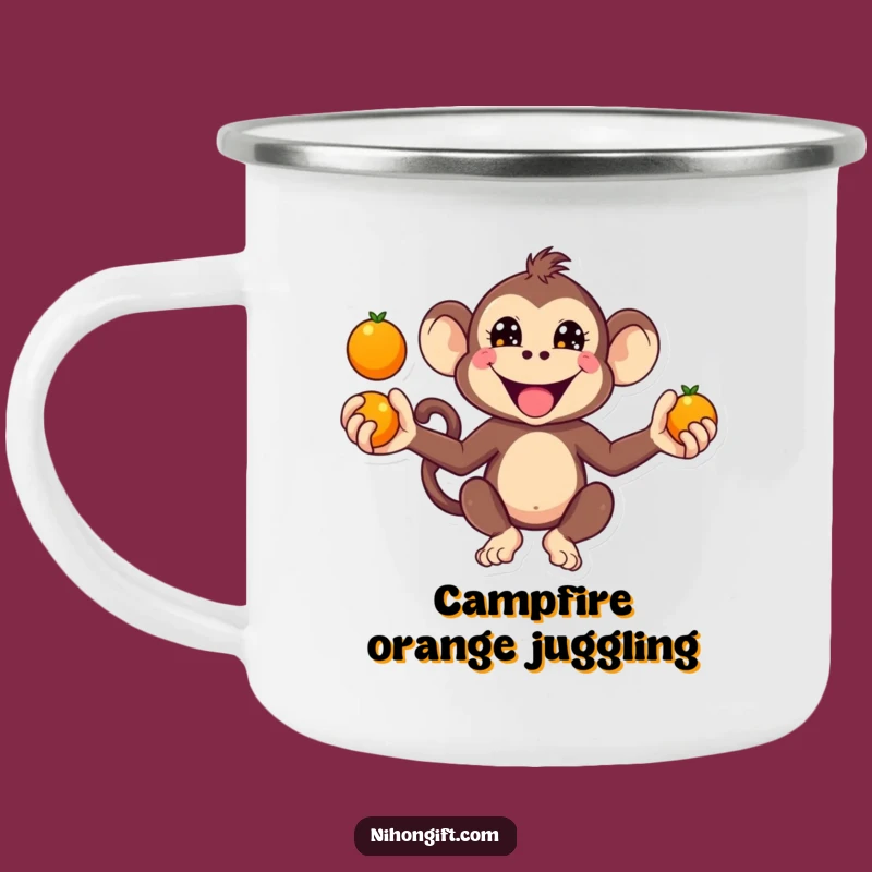 Funny Kawaii Monkey Juggling Camping Mug: Adventure with Playful Energy!