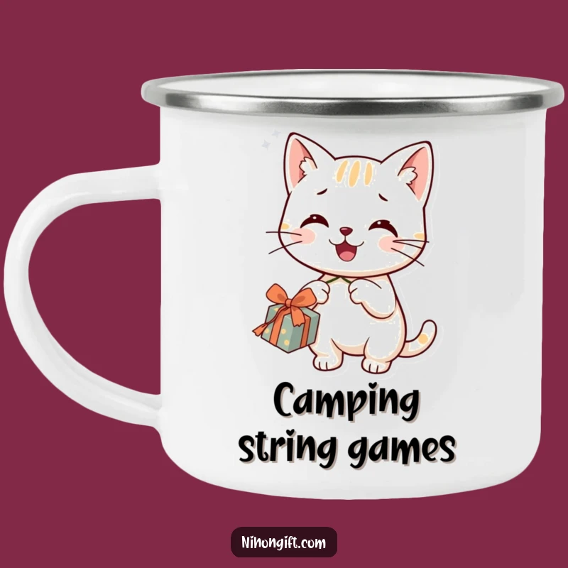Durable Funny Cat Camping Mug - Adventure Ready Playfulness