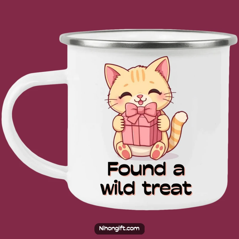 Durable Funny Kawaii Cat Camping Mug: Cute Kitty Holding Gift for Outdoors