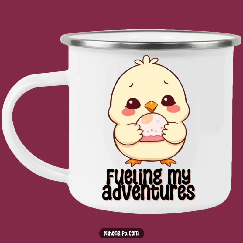 Funny Chubby Chick Mochi Camping Mug: Adventures Fueled by Laughter and Sweets