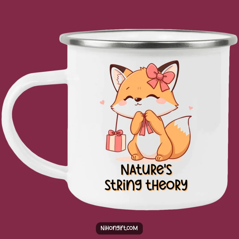 Funny Kawaii Fox Camping Mug: Durable & Cute, Perfect Outdoor Gift