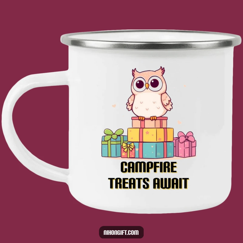 Funny Kawaii Owl Campfire Mug: Rustic Humor for Outdoor Adventures Gift