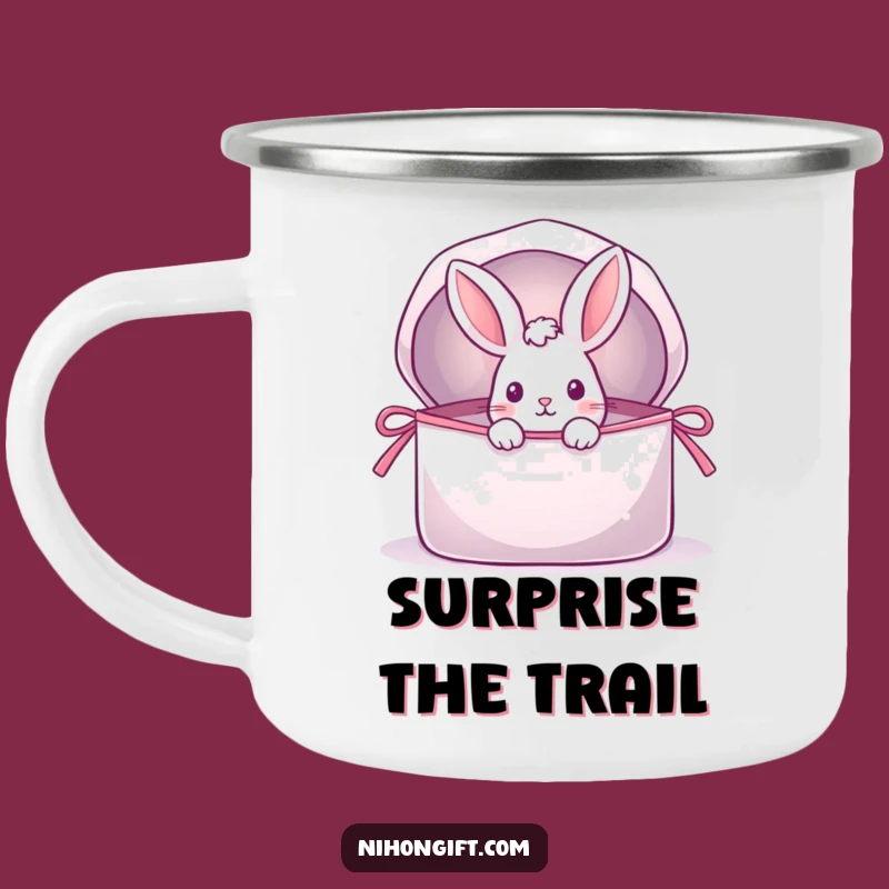 Funny Rabbit Camping Mug: Shimmering Gift Bag Surprise for Outdoor Adventures