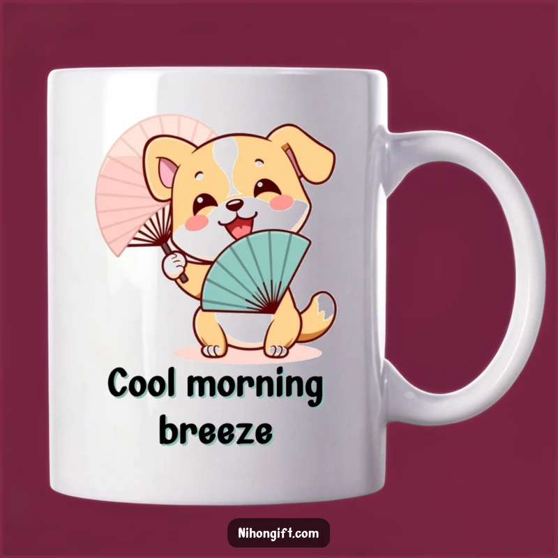 Funny Dog Fan Mug: Joyful Japanese Wave - Perfect Humorous Pet Gift