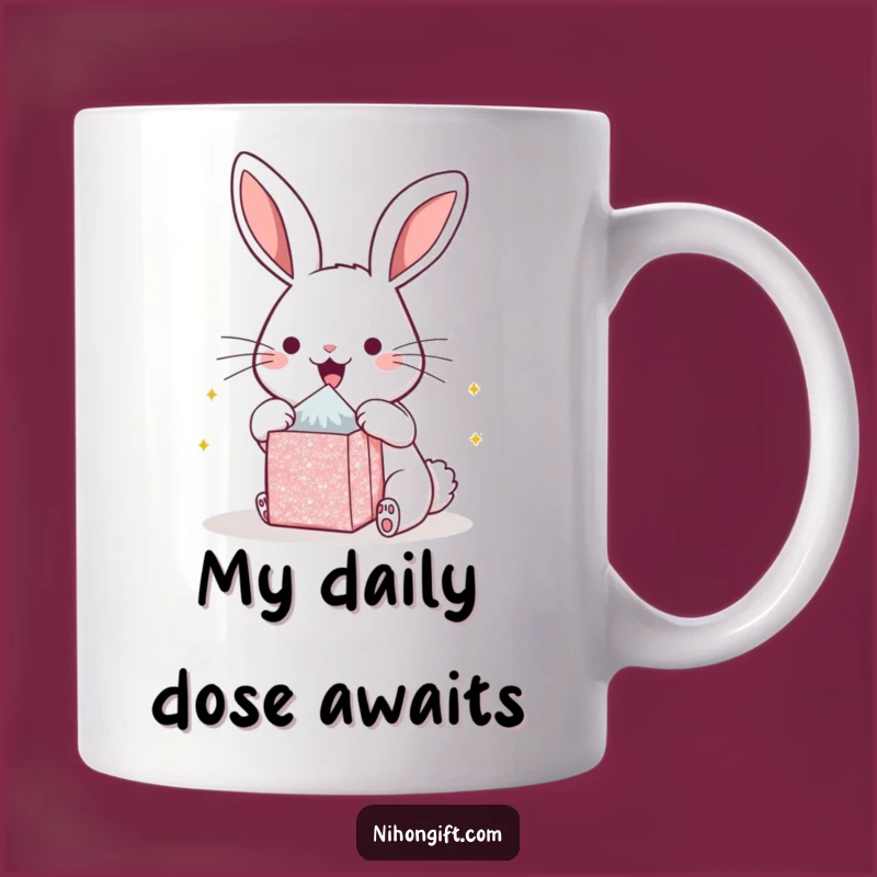Funny Kawaii Bunny Opening Gift Mug - Adorable & Exciting Present Idea