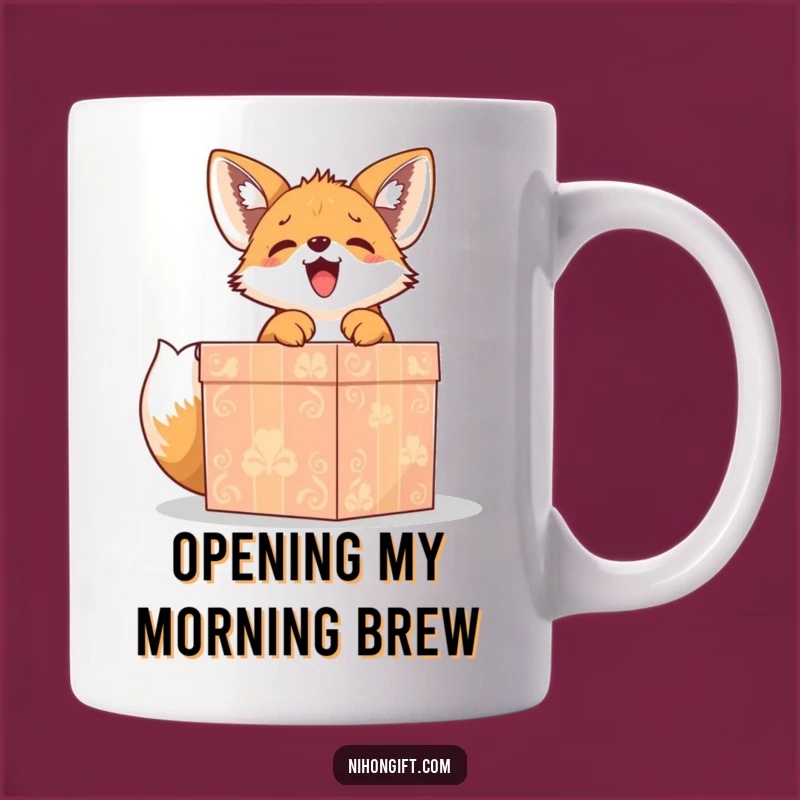 Funny Fox Puppy Gift Mug - Adorable Unwrapping Joy, Perfect Present Lover Gift