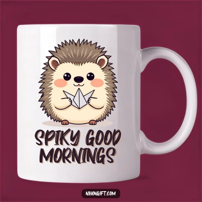 Funny Hedgehog Crane Mug: Artistic & Whimsical Gift for Nature Lovers