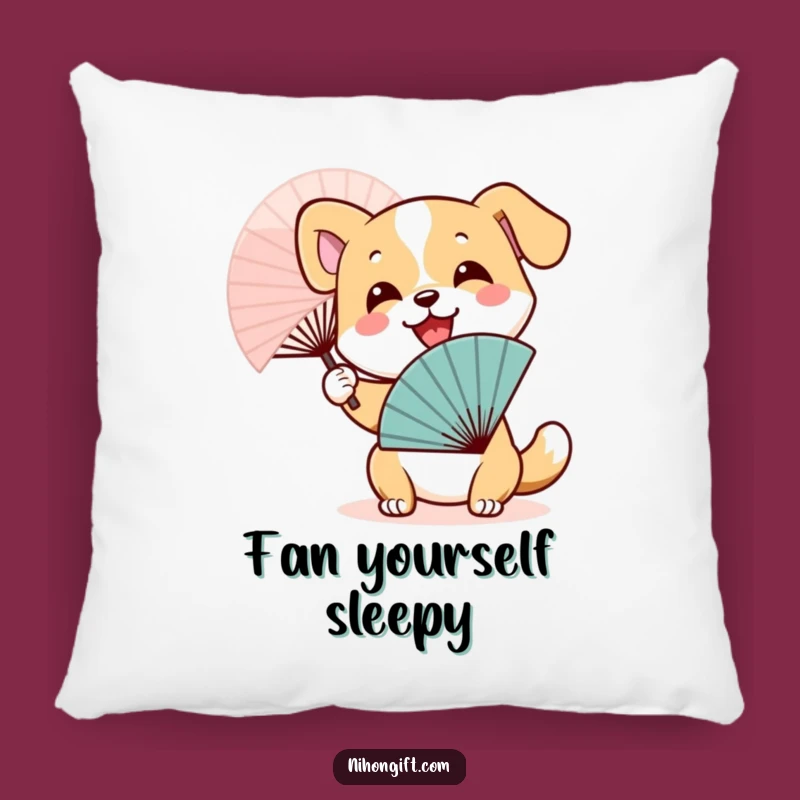 Funny Dog Fan Pillow: Cozy Japanese Wave Comfort - Humorous Pet Decor Gift