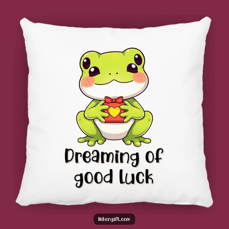 Funny Kawaii Frog Lucky Charm Pillow - Cozy Comfort & Good Luck