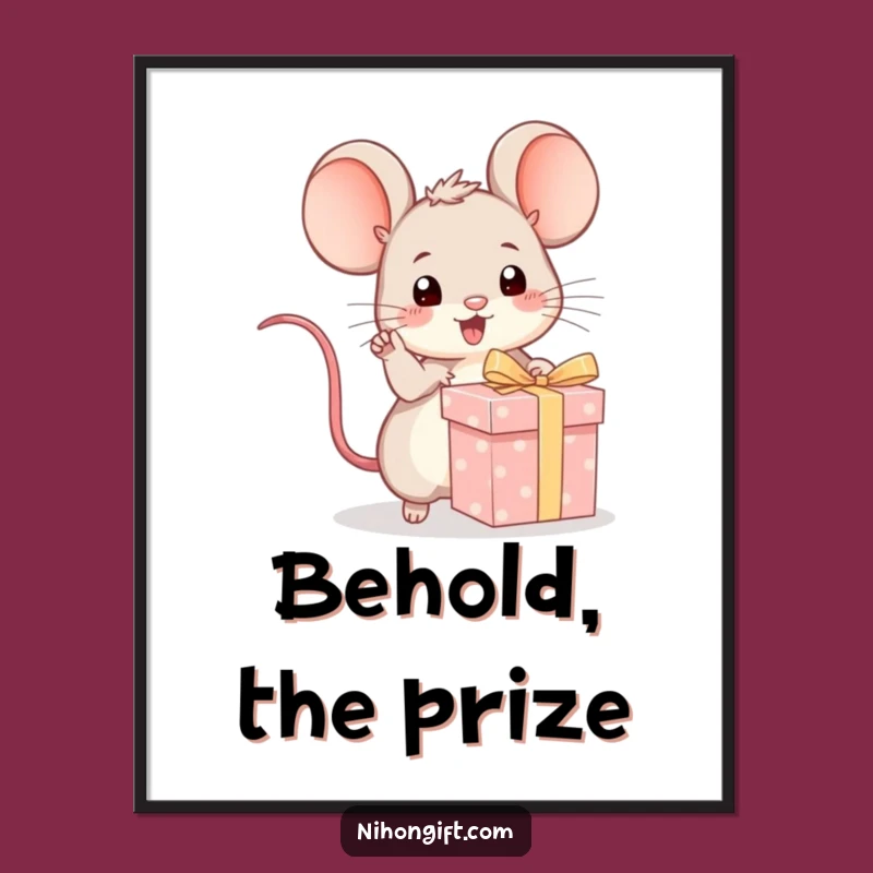 Funny Kawaii Mouse Gift Pointer Digital Art - Instant Playful Decor