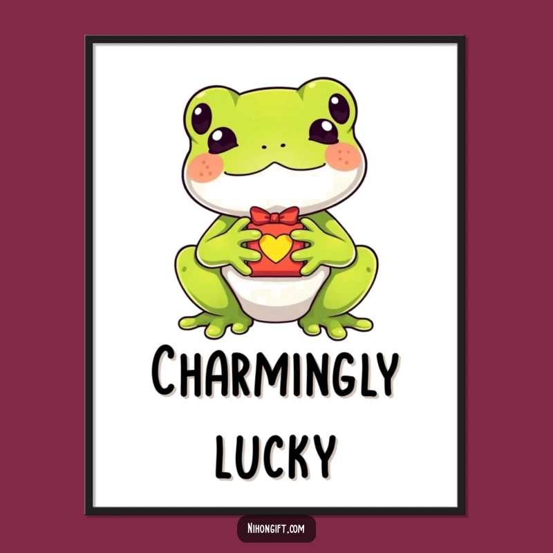 Funny Kawaii Frog Lucky Charm Digital Art - Instant Whimsy & Luck