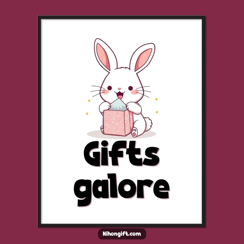 Funny Kawaii Bunny Gift Excitement Digital Print - Instant Hilarious Decor