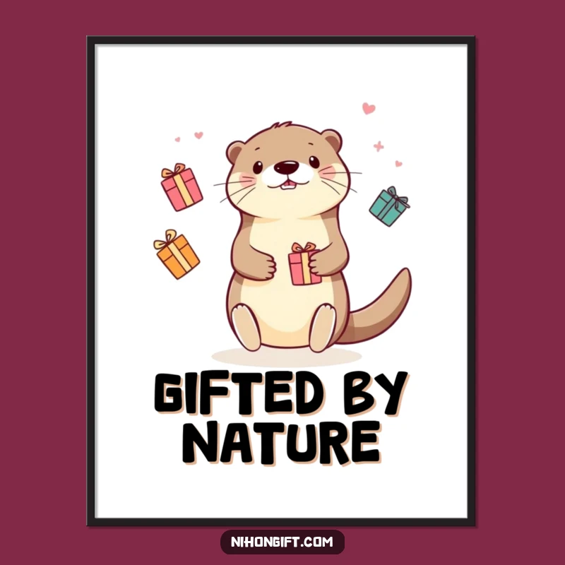 Funny Kawaii Otter Juggling Gifts Digital Art: Instant Hilarious Decor for Otter Fans