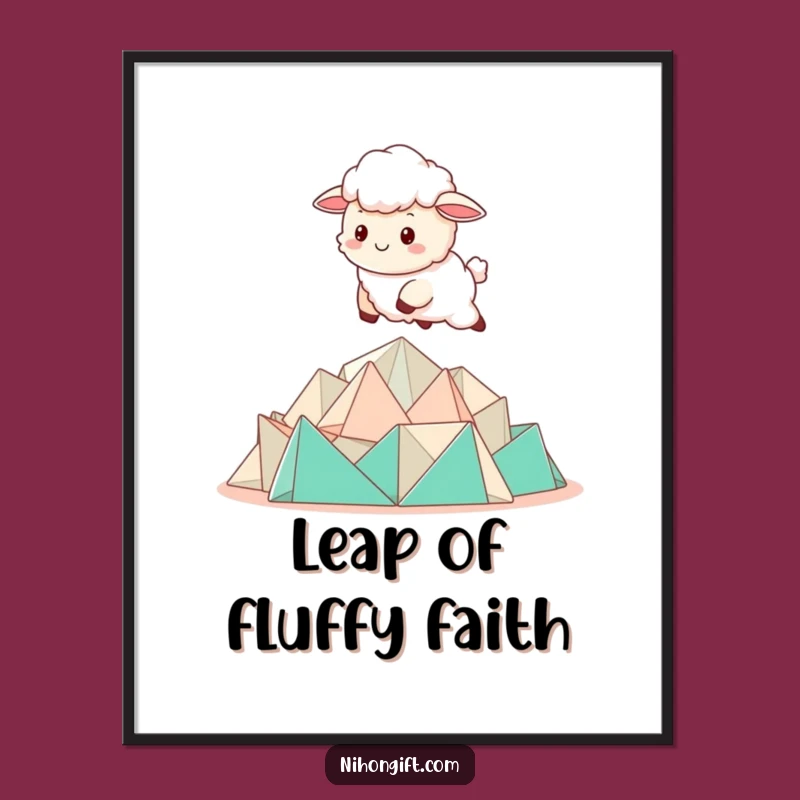 Funny Kawaii Sheep Origami Digital Art: Instant Creativity for Your Walls!