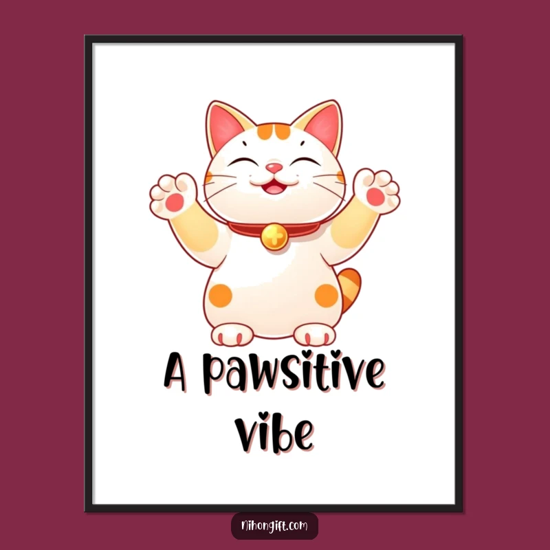 Funny Lucky Cat Digital Art: Joyful Multi-Paw Wave for Instant Decor, a Unique Gift