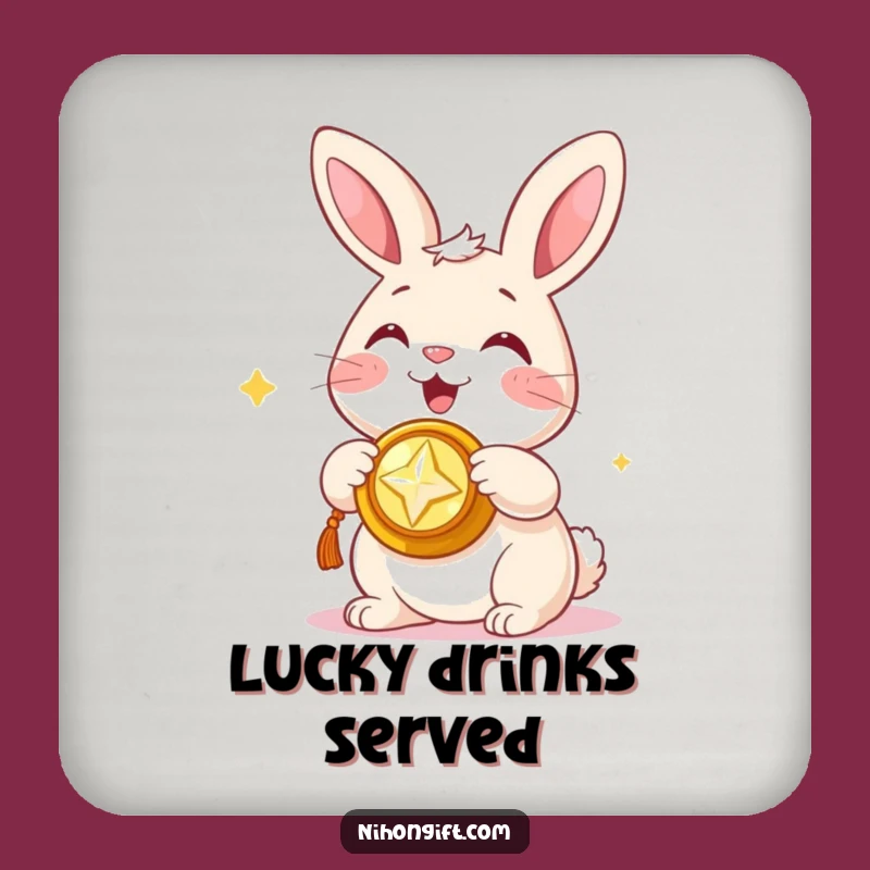 Bunny Trinket Protector Funny Drink Coaster: Guard Your Table with Luck