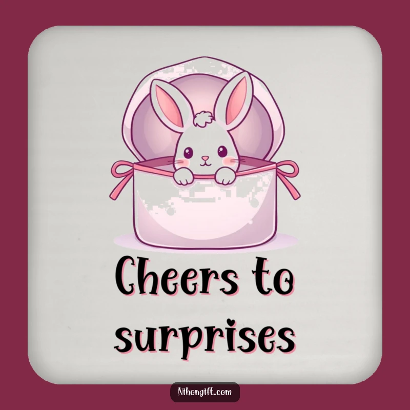 Funny Rabbit Gift Bag Coaster: Protect Surfaces with Playful Surprise