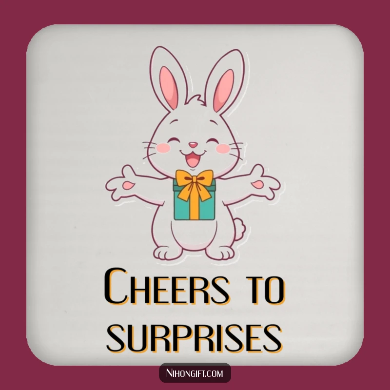 Funny Cheerful Bunny Gift Coasters: Protect Surfaces with Humorous Generosity