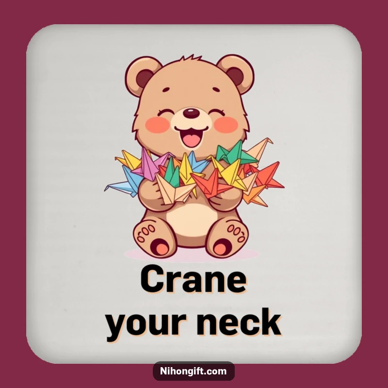 Bear Cub Crane Protector Funny Drink Coaster: Guard Your Table with Joy