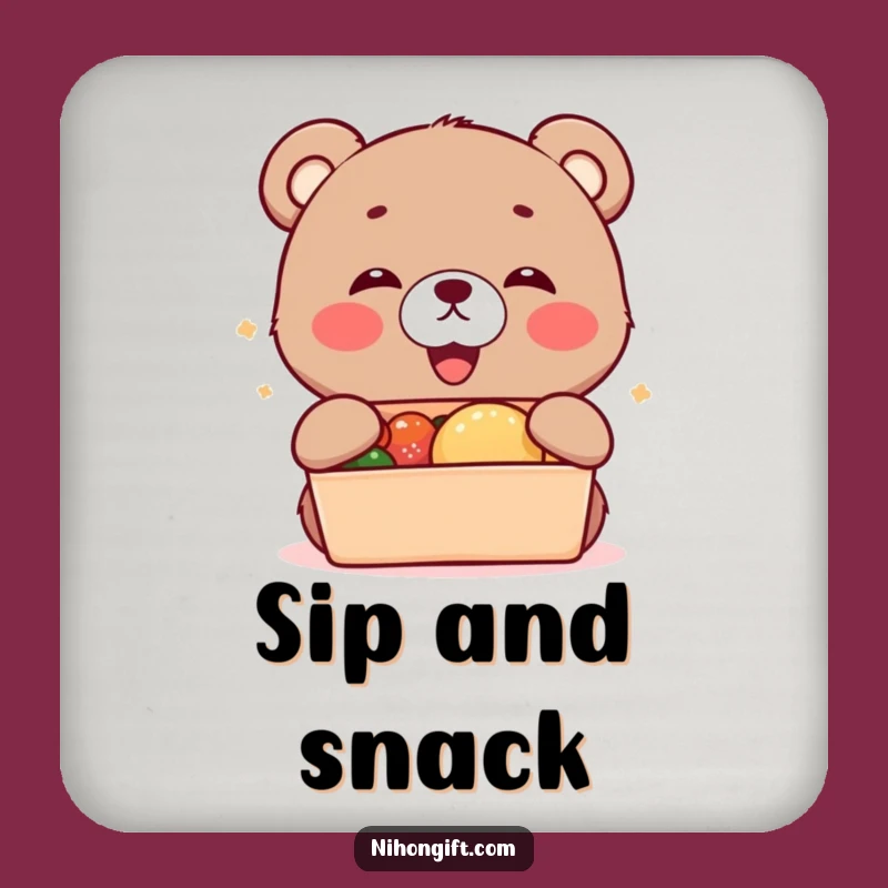 Funny Bear Cub Bento Coasters: Protect Surfaces with Joyful Style