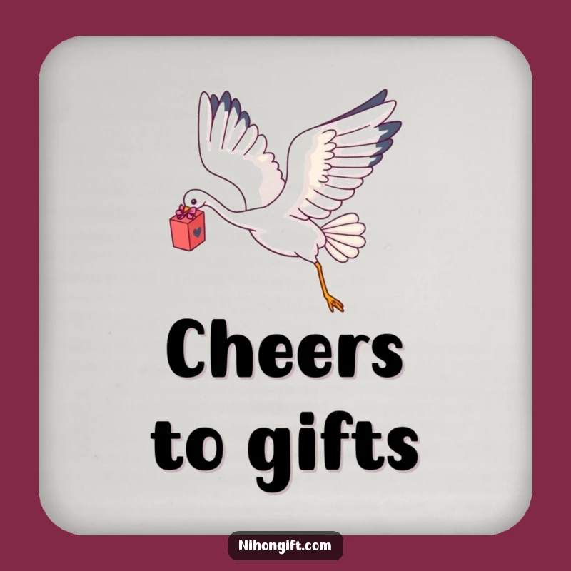 Funny Kawaii Crane Gift Coaster Set: Protect Surfaces with Elegant Wishes!