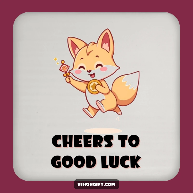 Funny Kawaii Fox Coaster - Lucky Leap, Stylish & Humorous Funny Gift