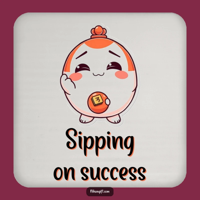 Funny! Lucky Daruma Doll Coin Coaster Set: Protect Surfaces with Fortune & Fun