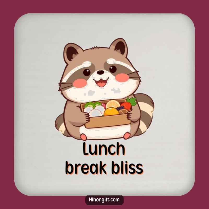 Funny Tanuki Bento Coaster Set - Happy Drink Protector, Foodie Table Gift