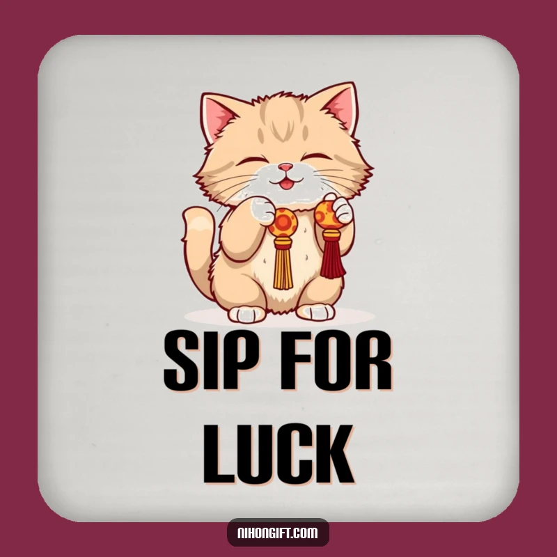 Funny Cat Lucky Charm Coasters: Protect Surfaces with Play
