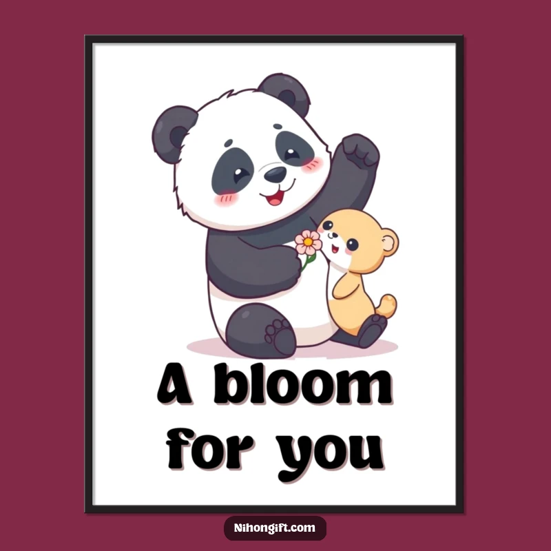 Sweet Panda Bloom Funny Poster: Decorate with Kindness and Humor