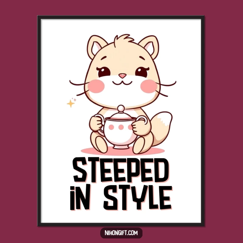 Funny Animal Tea Poster: Decorate Your Space with Elegant Humor