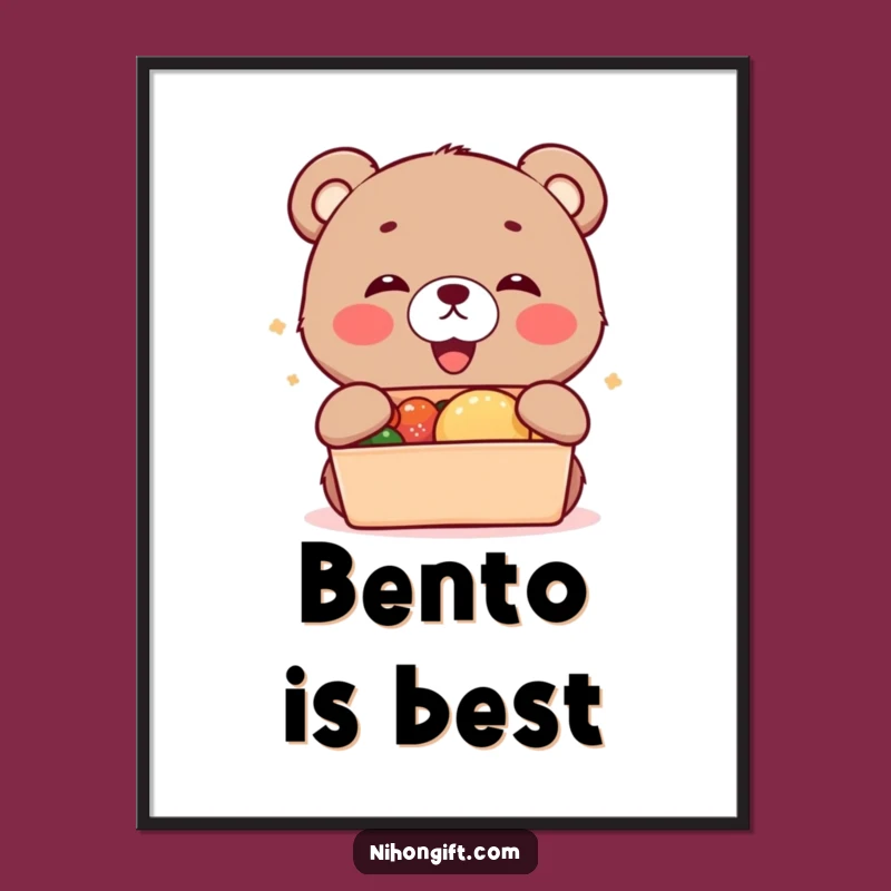 Funny Bear Cub Bento Poster: Bring Joyful Excitement to Your Walls