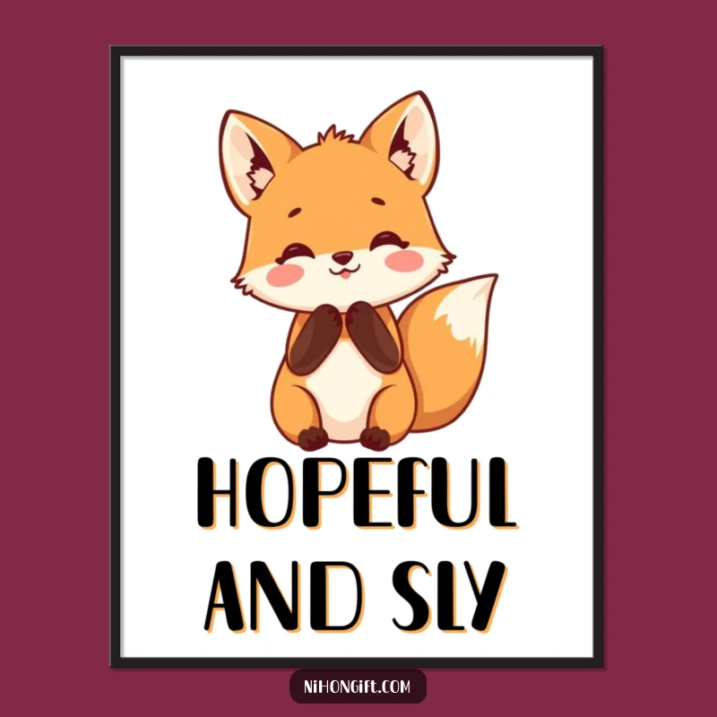 Funny Fox Poster - Joyful Anticipation Art Print, Perfect Gift