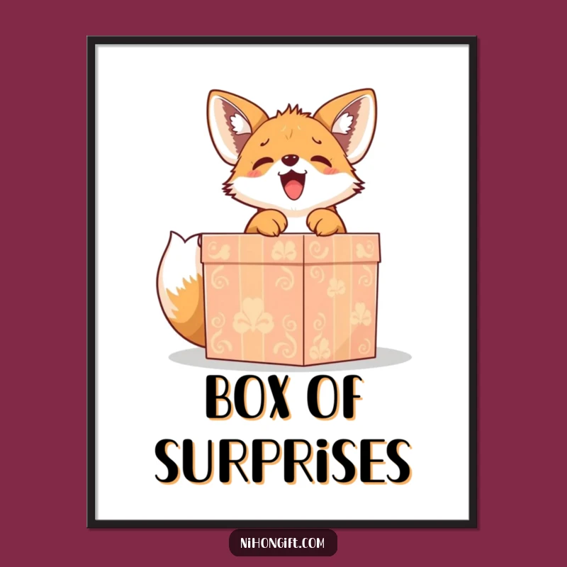 Funny Fox Puppy Gift Poster - Adorable Art Print, Joyful Decor, Great Gift