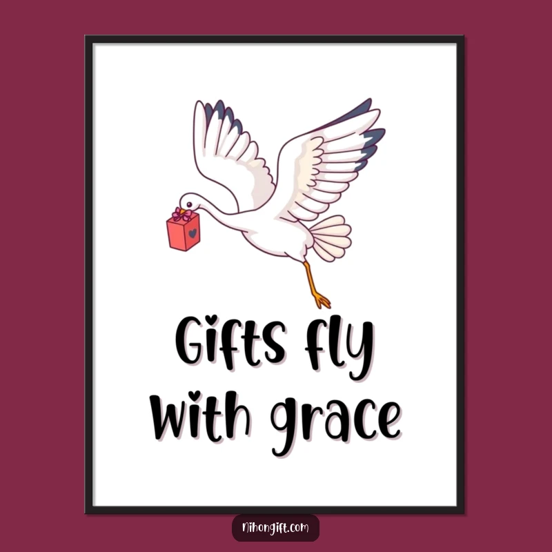 Funny Kawaii Crane Gift Poster: Decorate with Elegance and Good Fortune!