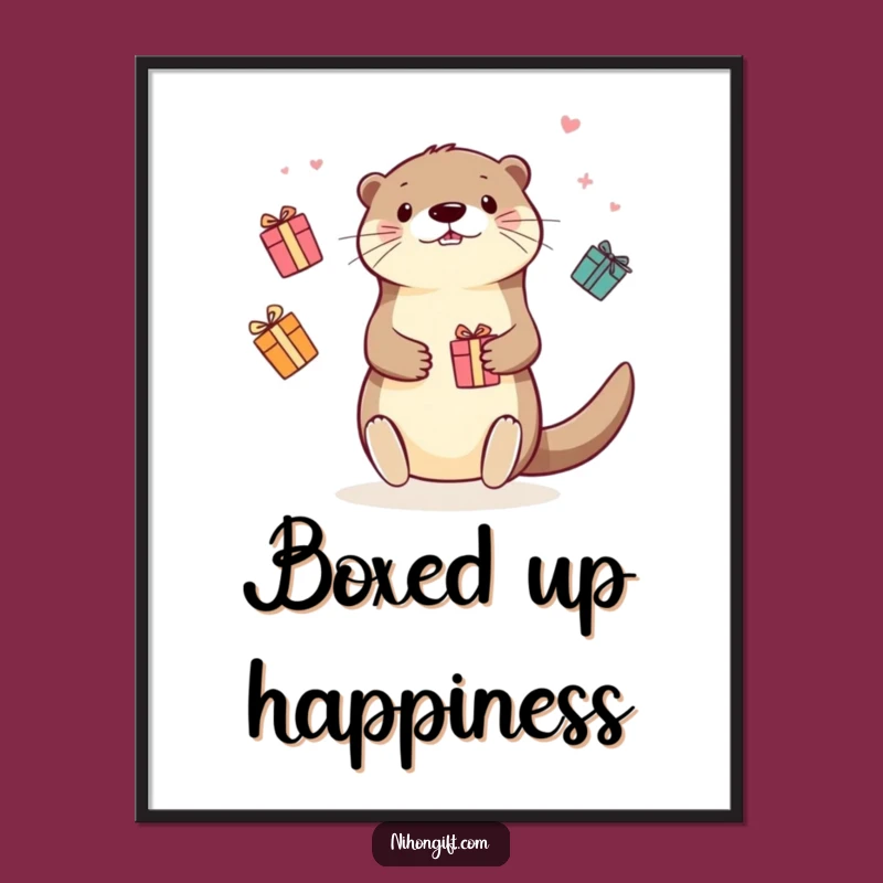 Funny Kawaii Otter Juggling Gifts Poster: Adorable Wall Art for Otter Lovers