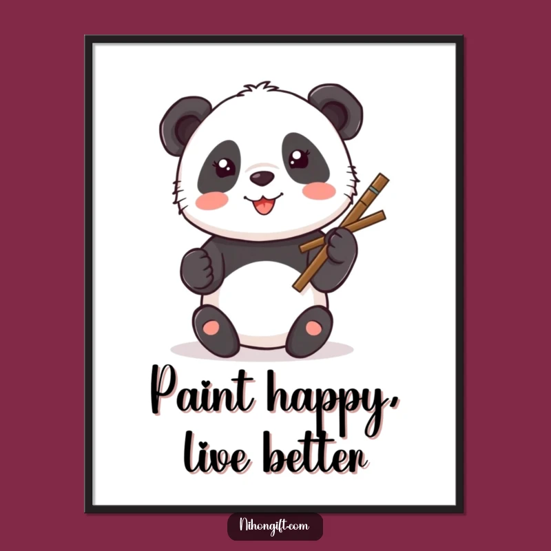 Funny Kawaii Panda Art Poster: Decorate Your Walls with Happy Strokes!