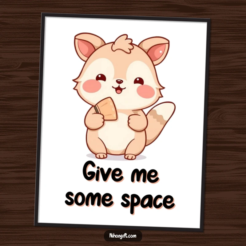 Funny poster art of a welcoming animal holding a decorative fan, conveying warmth and hospitality.