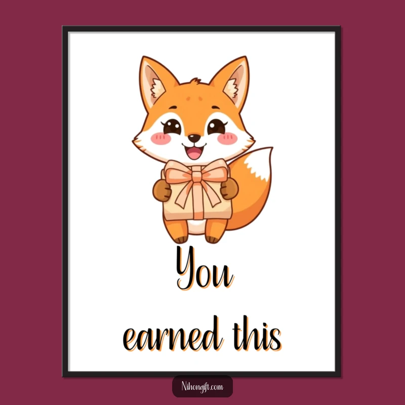 Funny Fox Poster: Cheerful Grin, Gift Presenter, Perfect Wall Art