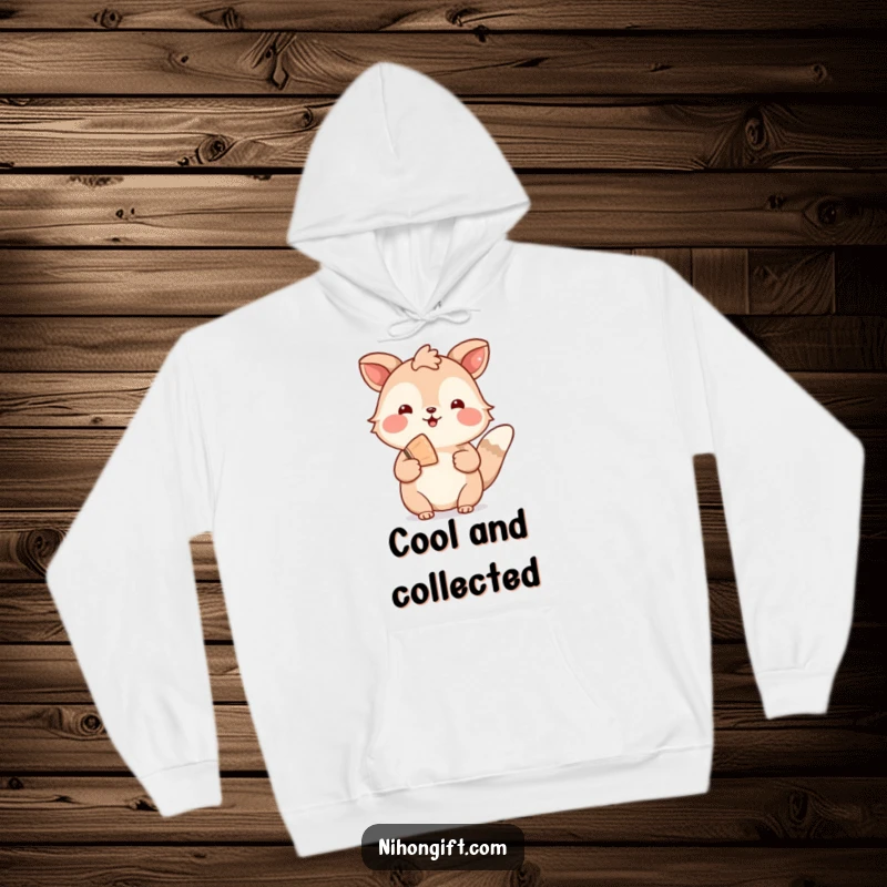 Funny, cozy hoodie featuring a welcoming animal holding a decorative fan, perfect for spreading warmth and cheer.