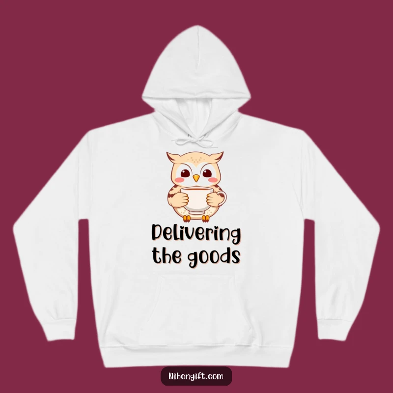 Funny Owl Tea Hoodie: Cozy Delivery Comfort - Humorous Warm Gift