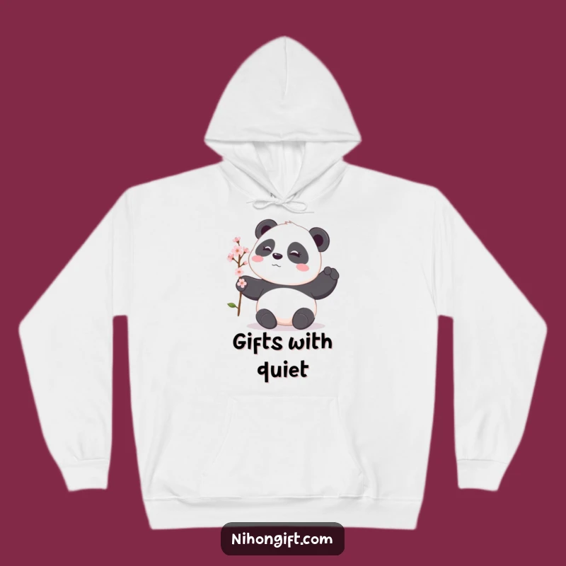 Funny Panda Hoodie: Shy Offering, Cherry Blossom Gift, Perfect Cozy Funny Gift