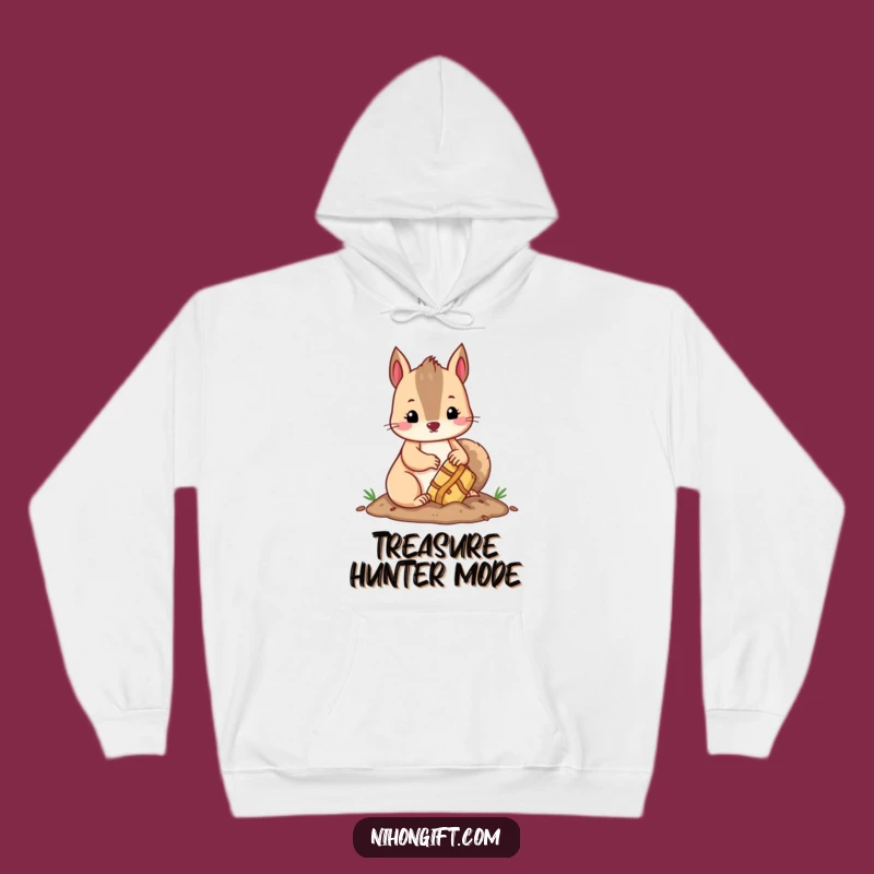 Cozy Funny Kawaii Squirrel Hoodie: Snuggle with Humorous Winter Treasure Vibes
