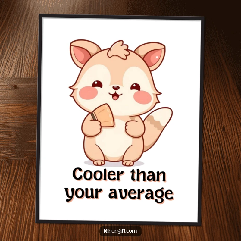 Funny free printable wall art of an animal offering a welcoming gesture with a small, decorative fan, adding warmth and charm to the room.