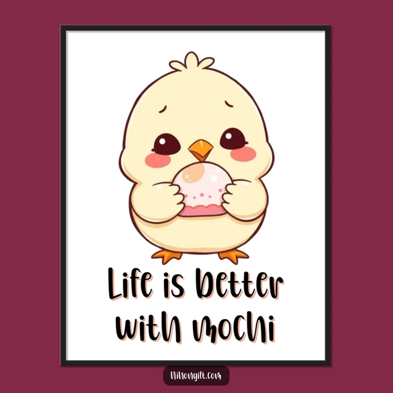 Free Printable Wall Art: Funny Chubby Chick Mochi - Cute Downloadable Decor