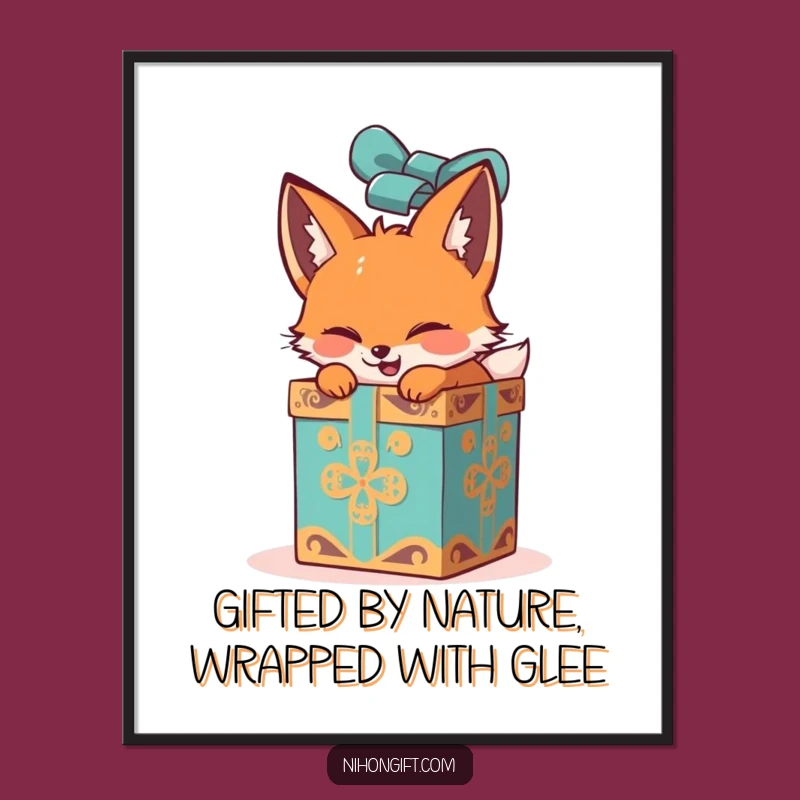 Free Printable Fox Gift Wall Art: Hilarious Unwrapping Scene, Funny Downloadable Decor for Any Room