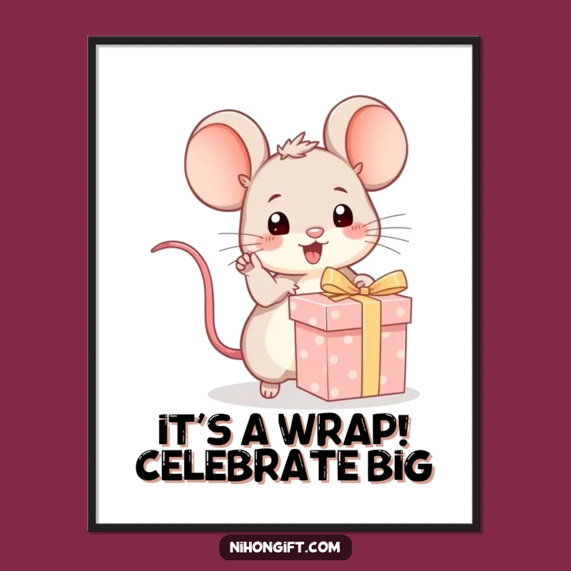 Free Printable Wall Art: Kawaii Mouse Gift Pointer - Funny Downloadable Art